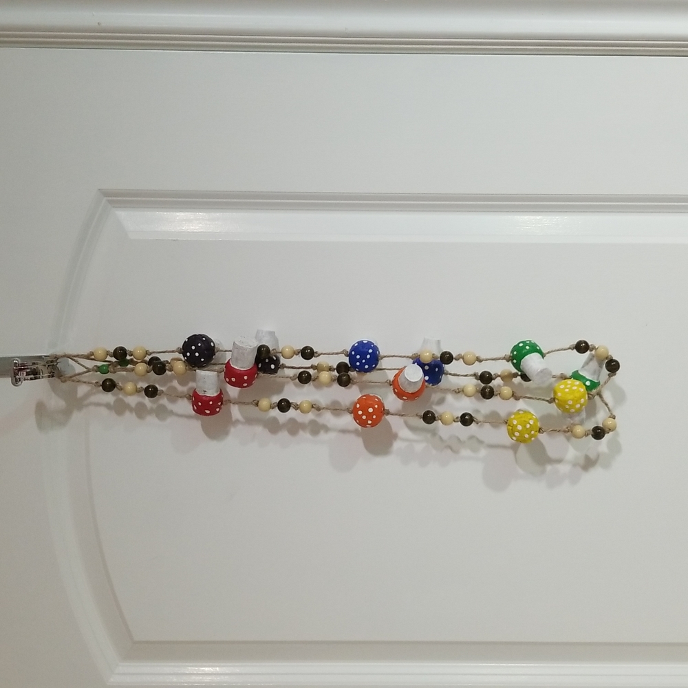 Hand Crafted Champagne Cork Rainbow Toadstools Garland 94"